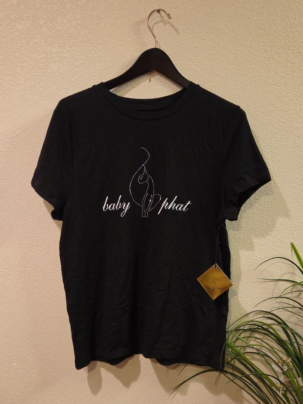 BNWT Baby Phat Black Tee with Rhinestone Cat Logo Size 2X
